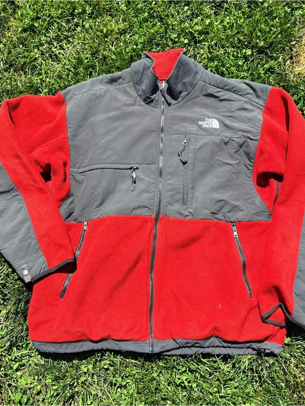 The North Face Men's Red and Gray Fleece Jacket
